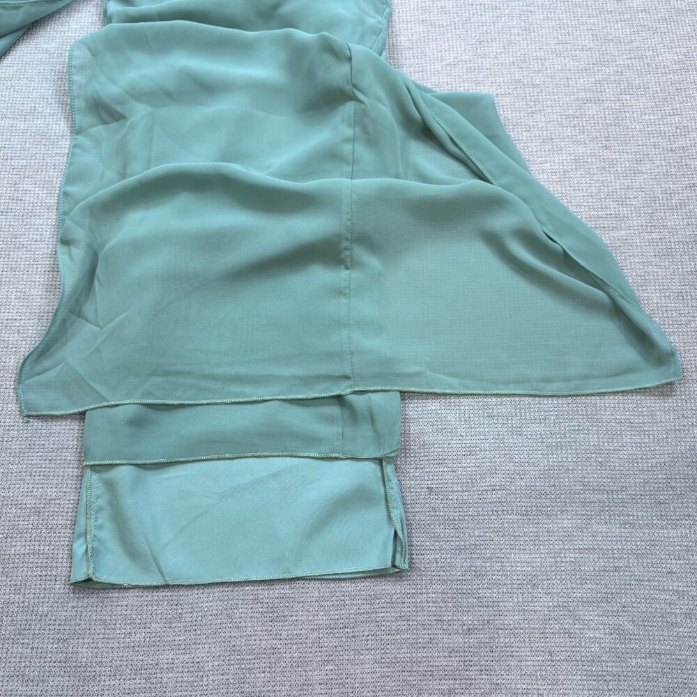 Womens Size 8 Sage Green Floral Lace Chiffon 3 Pc Pant Suit with Jacket Wide Leg - Picture 10 of 16